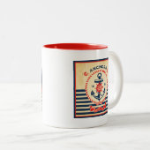 Nautisch Poster Tweekleurige Koffiemok (Voorkant rechts)