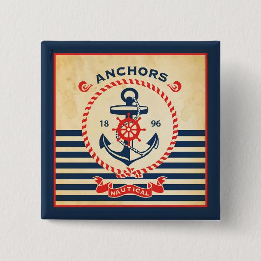 Nautisch Poster Vierkante Button 5,1 Cm (Voorkant)