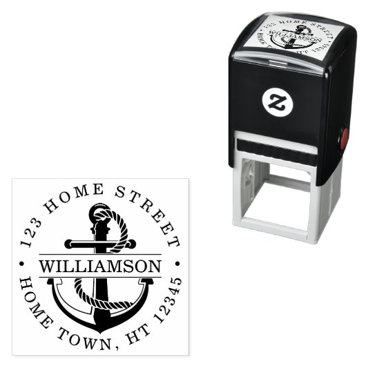 Nautisch Rond Anker Retouradres Zelfinktende Stempel (In situ)