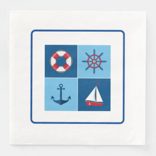 nautisch rood en blauw servet
