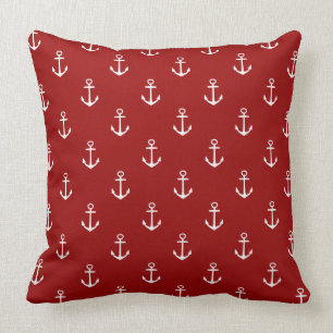 Nautisch rood met witte ankers kussen