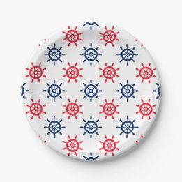 Nautisch Rood Wit Blauw Plezierige Viering Papieren Bordje