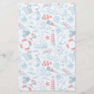 Nautisch rood wit en blauw patroon briefpapier