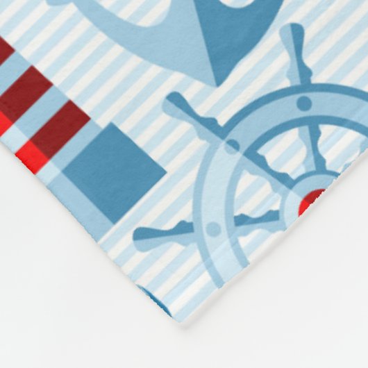 Nautisch rood wit en blauw patroon fleece deken (Hoek)