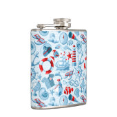 Nautisch rood wit en blauw patroon heupfles (Rechts)