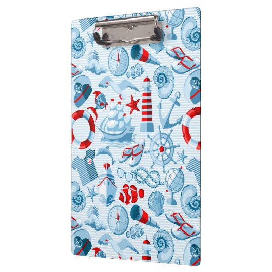 Nautisch rood wit en blauw patroon klembord (Links)