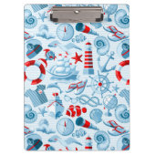 Nautisch rood wit en blauw patroon klembord (Voorkant)