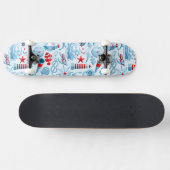 Nautisch rood wit en blauw patroon skateboard (Horizontaal)