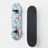 Nautisch rood wit en blauw patroon skateboard (Voorkant)