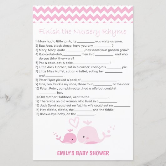 Nautisch roze Baby shower Game PRINED (Voorkant)