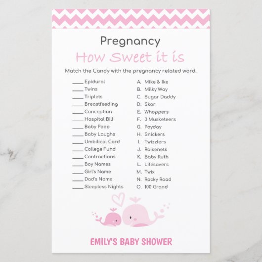 Nautisch roze Baby shower Game PRINED (Voorkant)