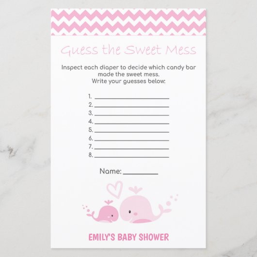 Nautisch roze Baby shower Game PRINED (Voorkant)