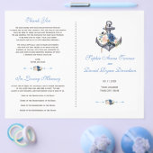 Nautisch Roze Blush Blauwe Bloem Anker Programma Flyer (Enkel)