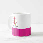 Nautisch roze bootanker koffiemok (Voorkant links)