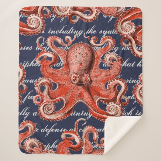 Nautisch roze octopus Zee creatie Sherpa Deken (Voorkant)