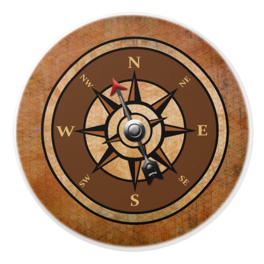 Nautisch Rustiek Kompas Keramische Knop (Voorkant)