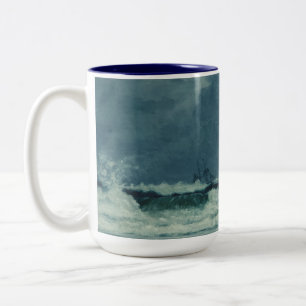 nautisch ruw water tweekleurige koffiemok