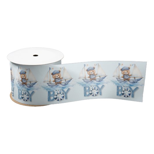 Nautisch Schattige Teddybeer Blue Boat Het is een  Lint (Spoel)