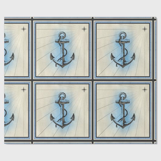 nautisch scheepsankerpapier cadeaupapier (Vlak)