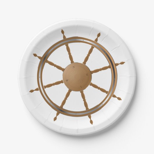 nautisch scheepswiel kompas ontwerp papieren bordje (Voorkant)