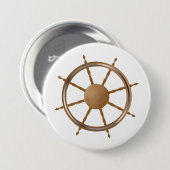 nautisch scheepswiel kompas ontwerp ronde button 7,6 cm (Voorkant /achterkant)