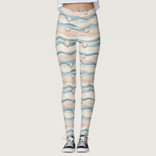 Nautisch Schelp Golfpatroon Leggings