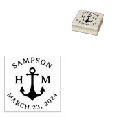 Nautisch Schip Anker Naam Datum en Twee Letters Rubberstempel (Gestempeld)