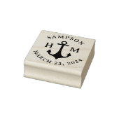 Nautisch Schip Anker Naam Datum en Twee Letters Rubberstempel (Stempel)