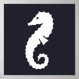 nautisch SEAHORSE-silhouet Poster