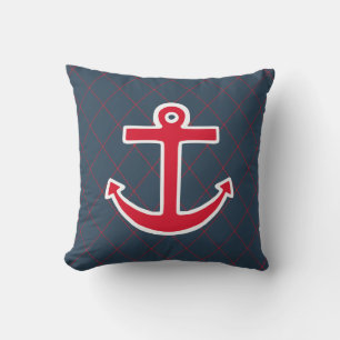nautisch Sierkussen met rood anker