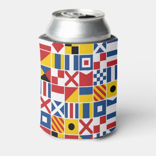 Nautisch signaal vlaggen patroon blikjeskoeler (Blikje Achterkant)