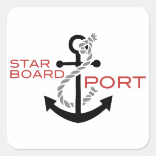 Nautisch Starboard Port Anchor Vierkante Sticker