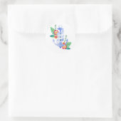 Nautisch Strand Bloemen Blauw Anker Trouwzegel Ronde Sticker (Tas)