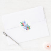 Nautisch Strand Bloemen Blauw Anker Trouwzegel Ronde Sticker (Envelop)