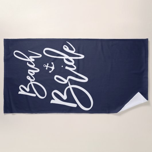 Nautisch strand bruid badhanddoek met anker in mar (Voorkant)