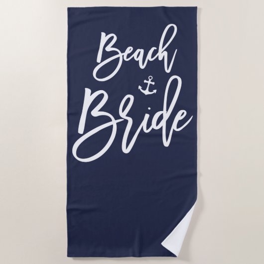 Nautisch strand bruid badhanddoek met anker in mar (Voorkant)