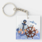 Nautisch strand bruiloft bruidsmeisje cadeau sleutelhanger (voorkant)