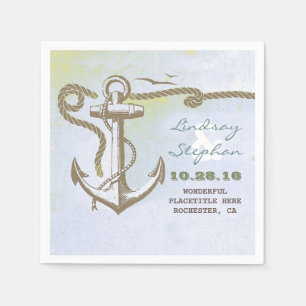 Nautisch strand bruiloft papieren servetten met an