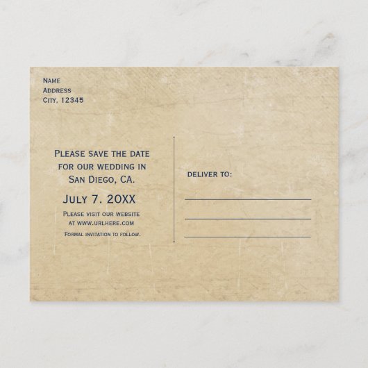  nautisch strand bruiloft Save the Date Kaart (Achterkant)