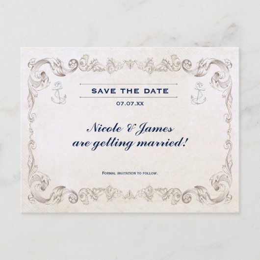  nautisch strand bruiloft Save the Date Kaart (Voorkant)