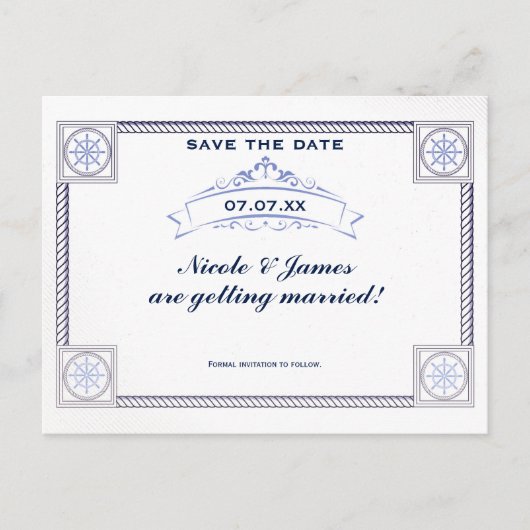  nautisch strand bruiloft Save the Date Kaart (Voorkant)