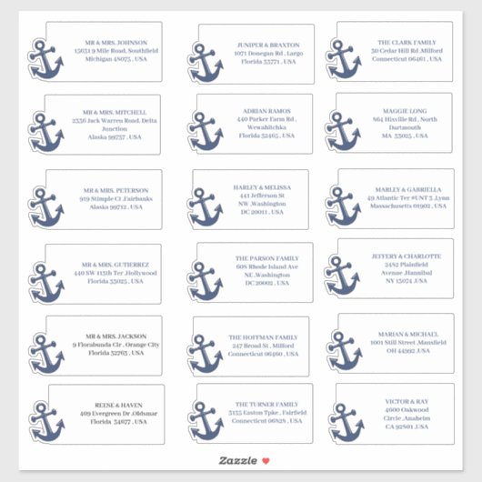 Nautisch strand bruiloft uitnodiging Adresetikette Sticker (Vel)