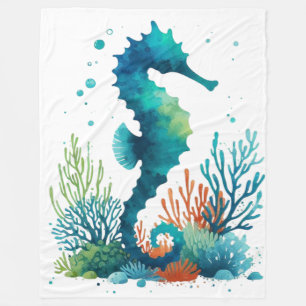 Nautisch/strand/kustzeepaardkunst Fleece Deken