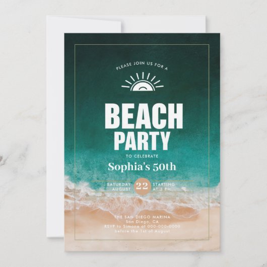 Nautisch strand oceaan water moderne 50e verjaarda kaart (Voorkant)