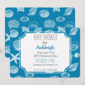Nautisch strand schelpen Aqua White baby shower Kaart (Voorkant / Achterkant)