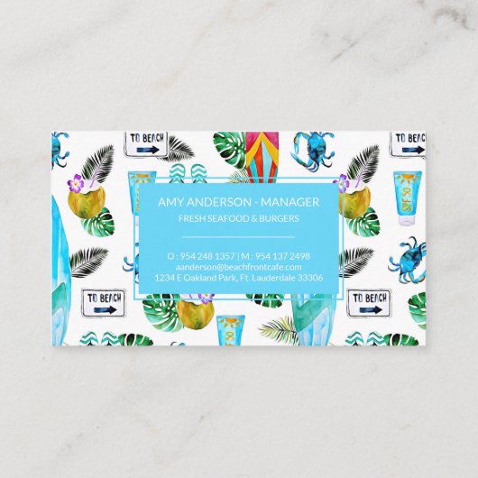Nautisch strand Tropisch Visitekaartje (Achterkant)