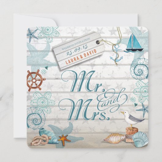 Nautisch strand | Uitnodiging tot weddenschappen (Voorkant)