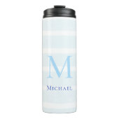 Nautisch strand Waterverf Stripes gepersonaliseerd Thermosbeker (Voorkant)