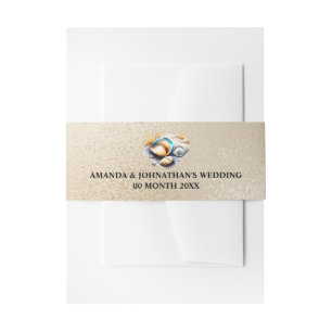 Nautisch strand zee schelp iriserende gouden schel uitnodigingen wikkel