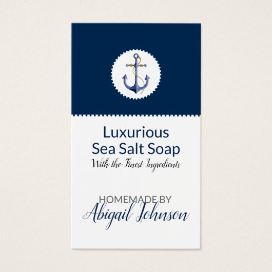 Nautisch strand Zeezout klei handgemaakte zeep lab Visitekaartje (Voorkant)